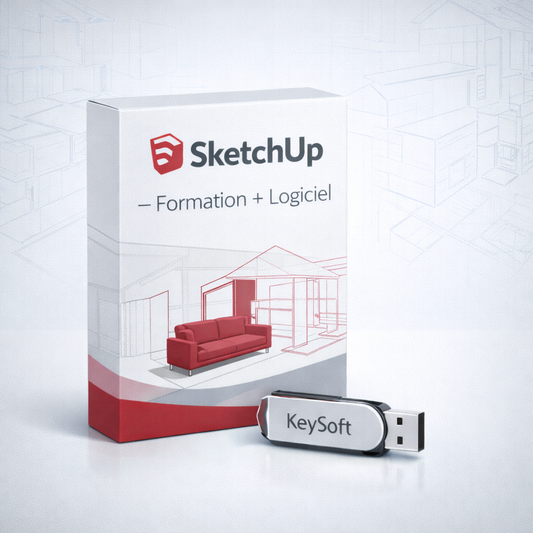 SketchUp – Pack Complet : 4 Formations + Logiciel préinstallé [USB KeySoft]