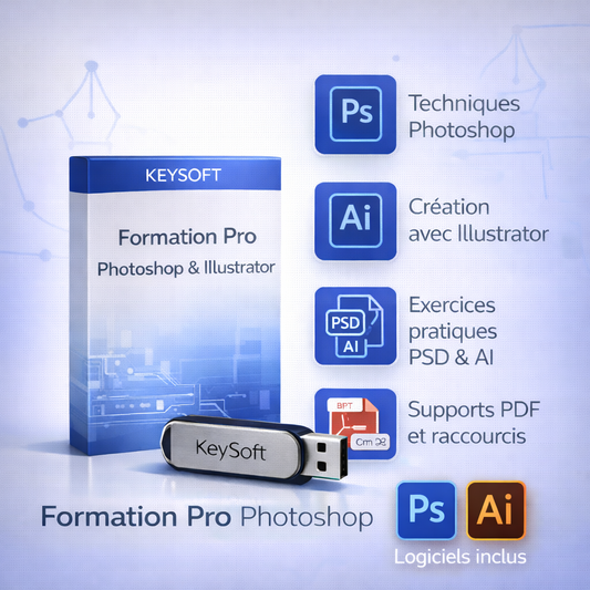 Photoshop & Illustrator – Formation Pro complète [Clé USB KeySoft]