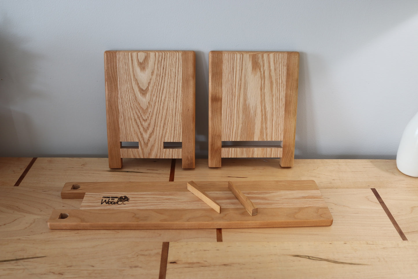 Bibliothèque de table réglable - Cerisier et chêne rouge