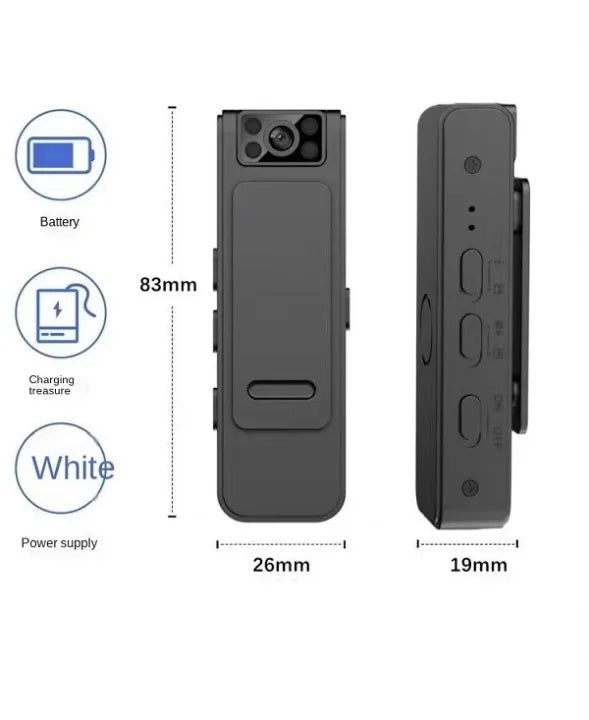 Caméra corporelle L8 Mini Clip HD 1080p avec vision nocturne